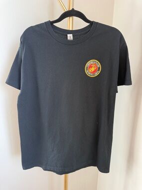 US Marine Corps Veteran Eagle Graphic T-Shirt Gildan Large Black Military Tee